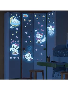 Wall Decor | Glow In The Dark Stars For Kids Room Glowing Cats Cartoon ...
